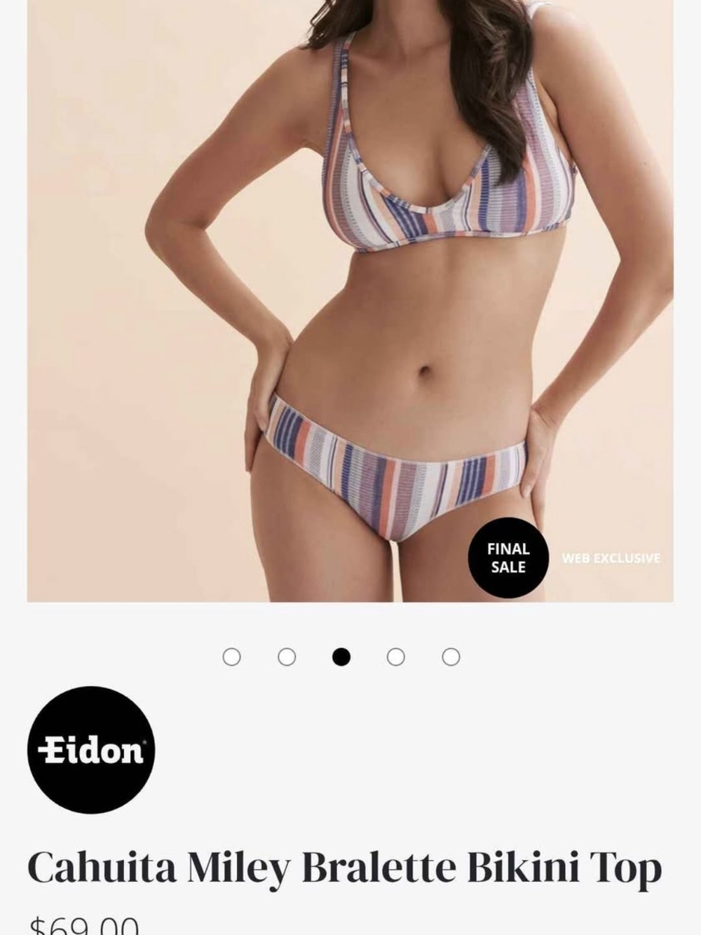 Eidon Cahuita Striped Bralette Bikini Top - Multi Stripe